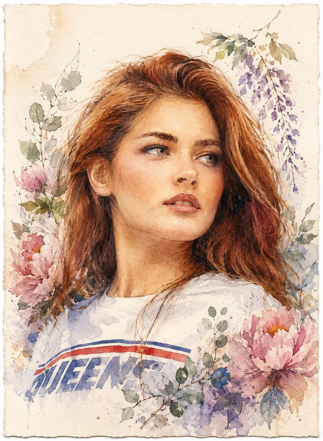 Watercolor Botanical Portrait